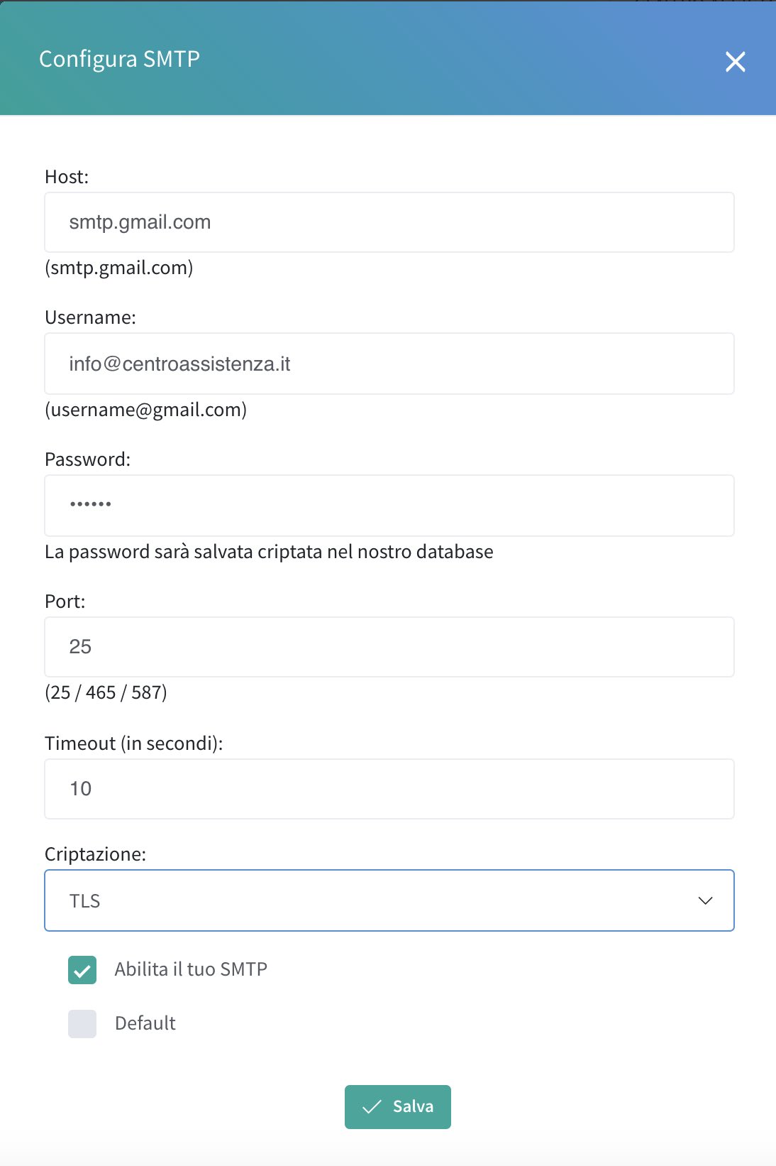 Campi-compilare-configruare_SMTP campi da compilare per configurare SMTP Syncrogest