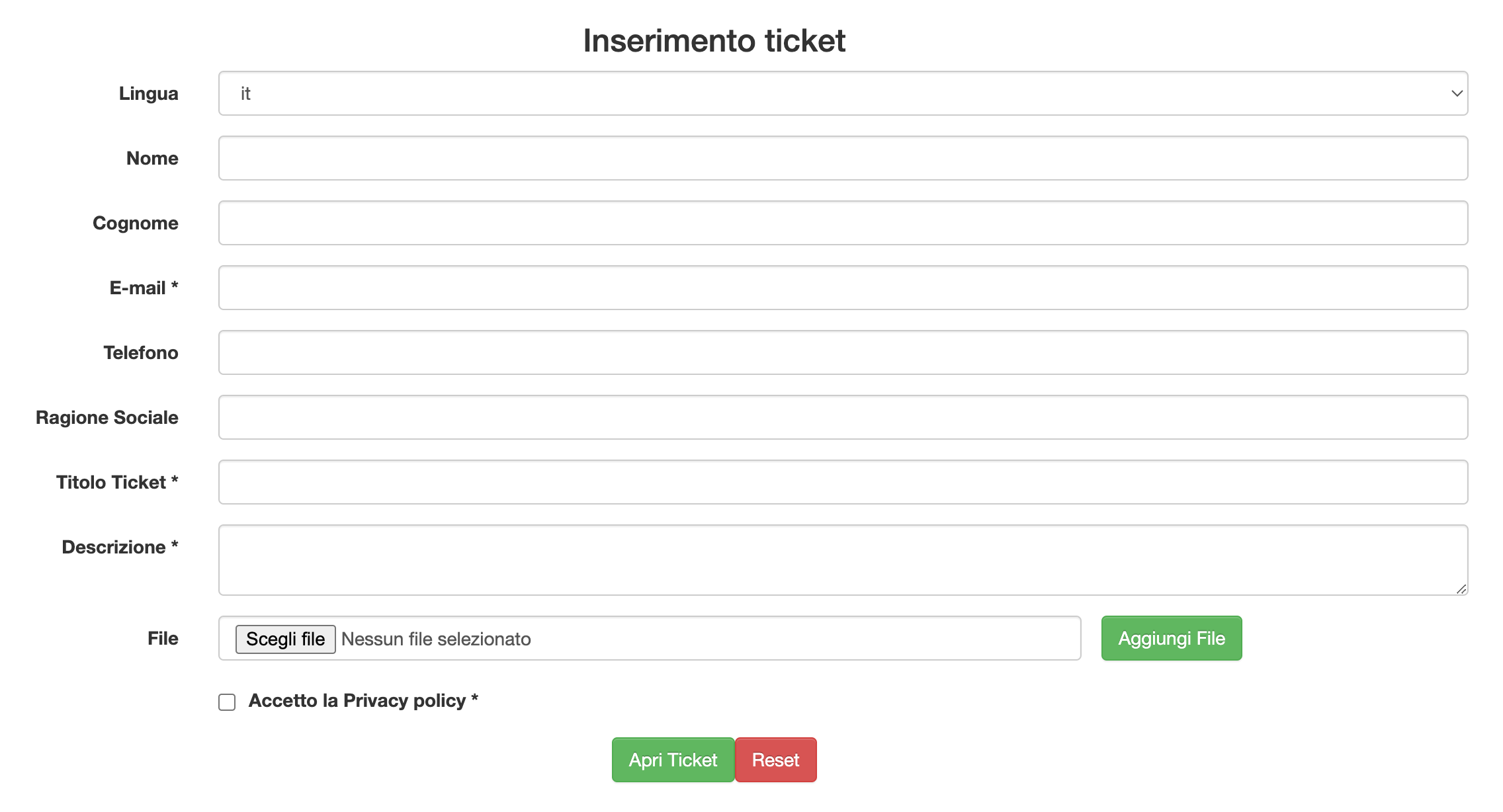 ticket form standard