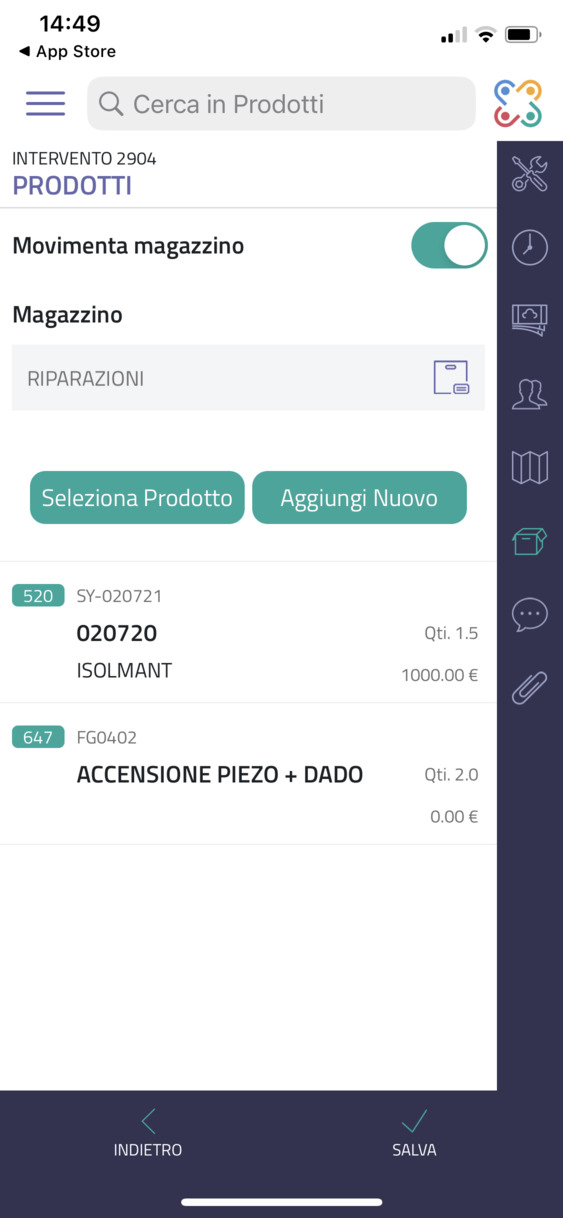 IMG_3098 aggiunta di prodotti in intervento da app
