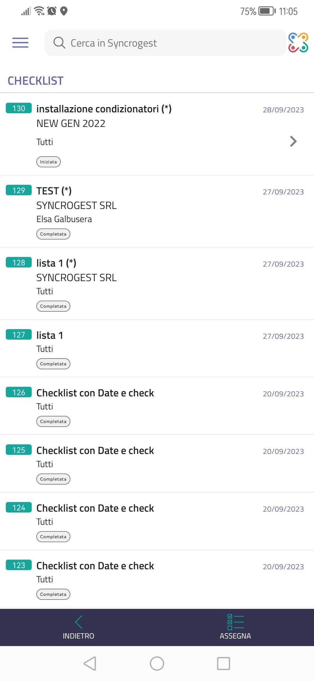 Screenshot_20230928_110559_app.syncronika.syncrogest elenco checklist