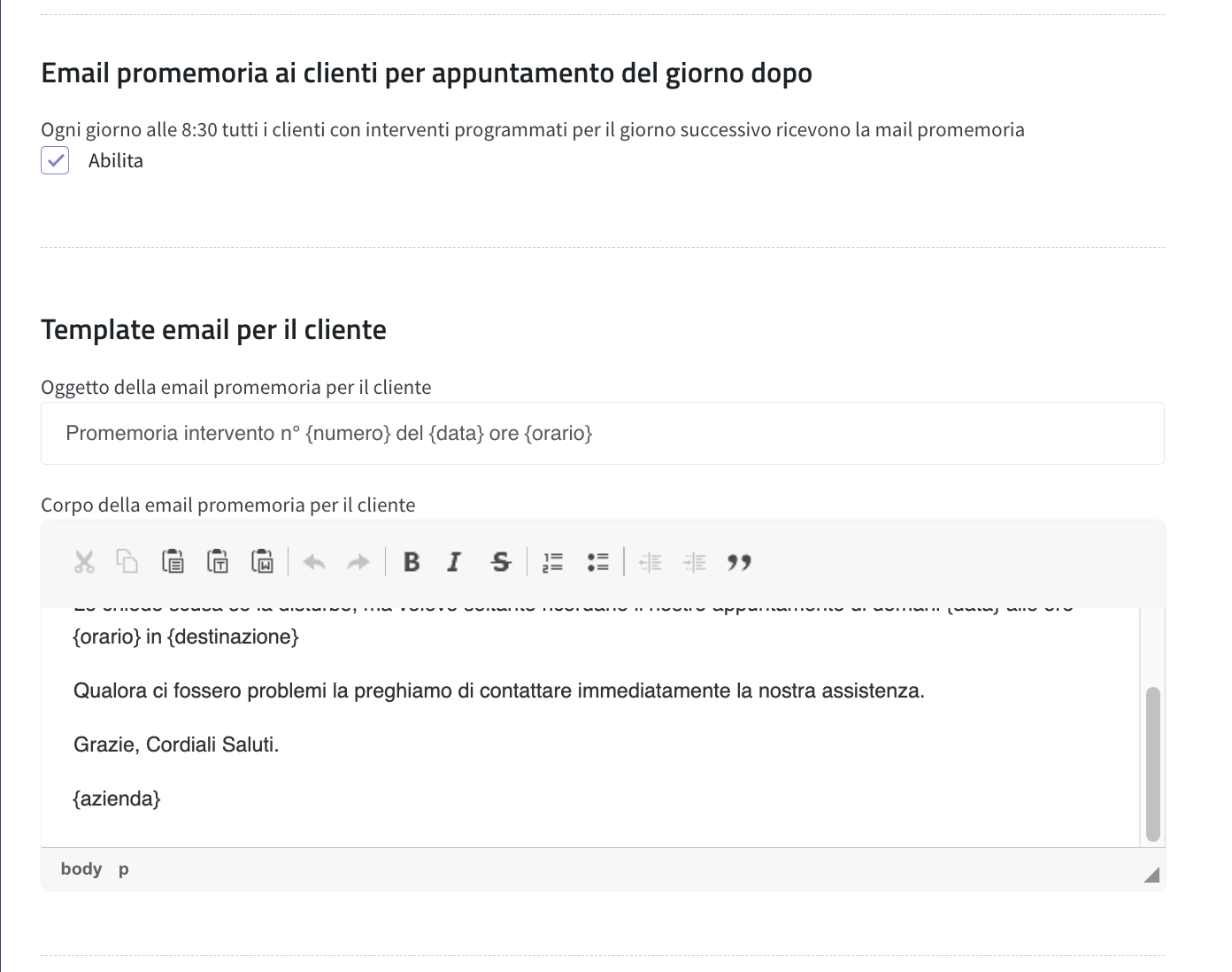 Screenshot 2024-01-23 alle 10.10.41 testo mail promemoria ai clienti